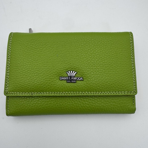 Daniel Amoda Handbags - Daniel Amoda Genuine Leather Vera Pelle Tri-fold Wallet Green/Multicolor